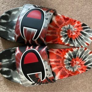 Champion tie dye slides